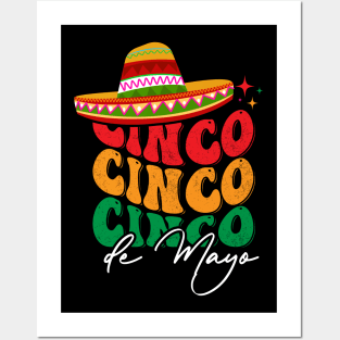 Retro Groovy Cinco de Mayo Fiesta Squad Family Matching Posters and Art